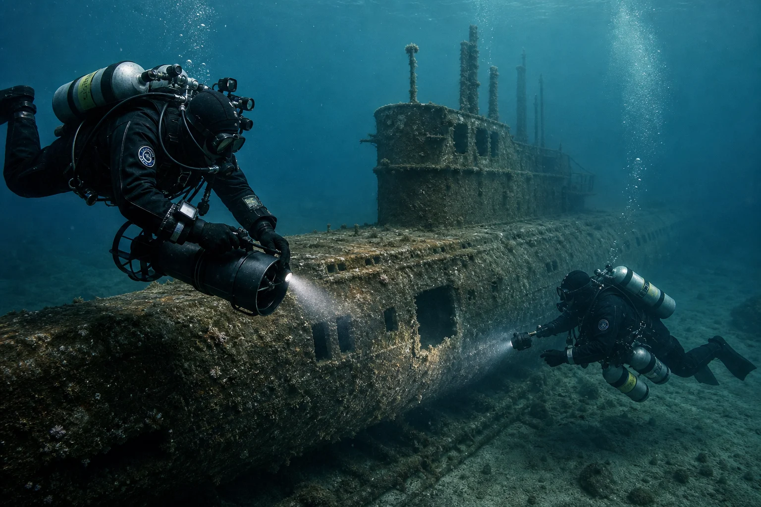 Original editorial illustration representing Technical Divers Identify Misplaced Channel Wreck as U-672